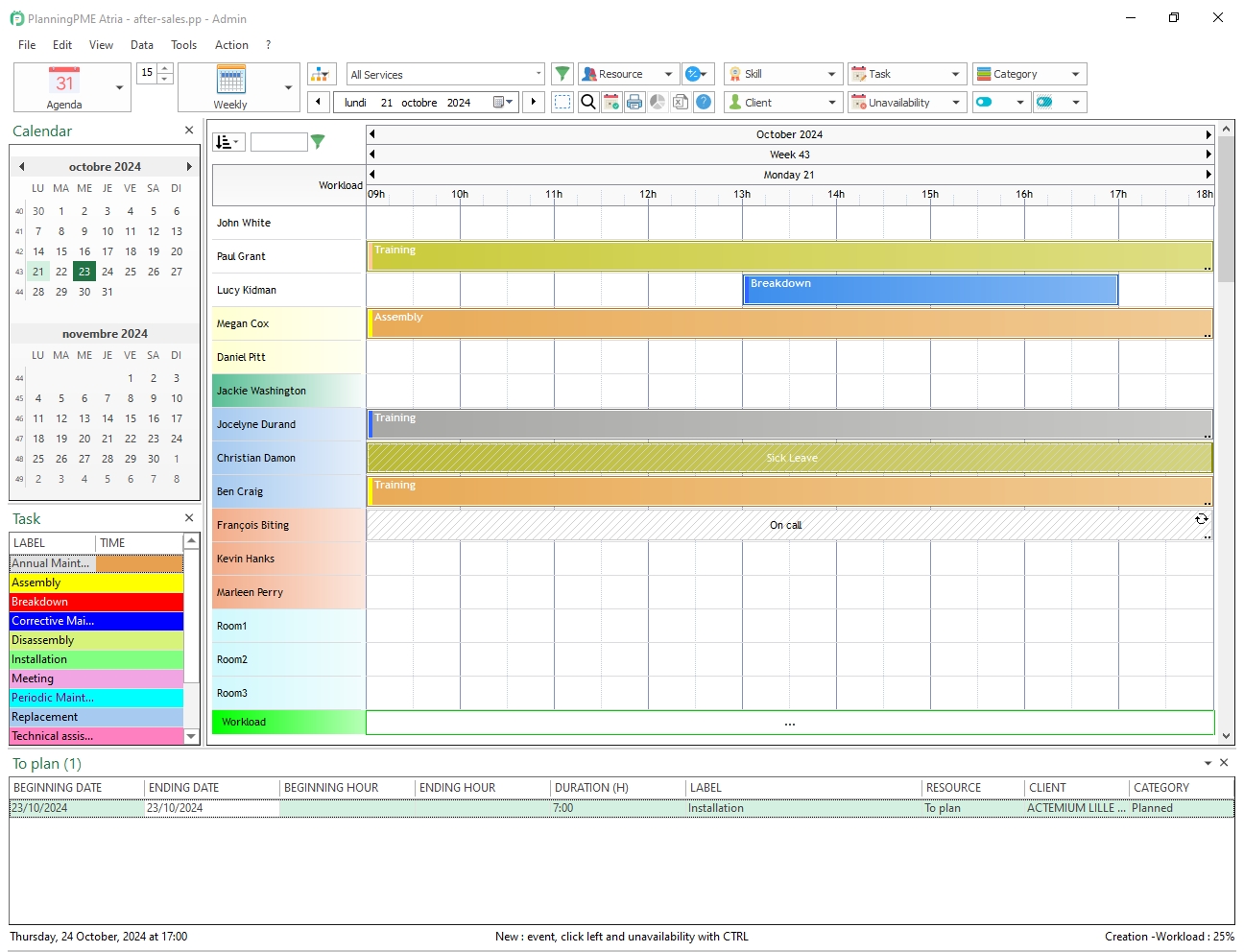 You can choose the colour of the rectangle based on the task label, while even defining colours for the client according to various criteria such as: