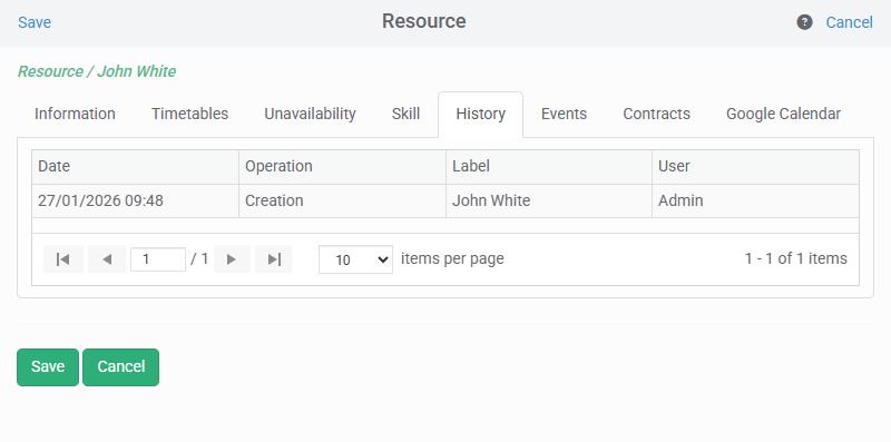 Client and resource history