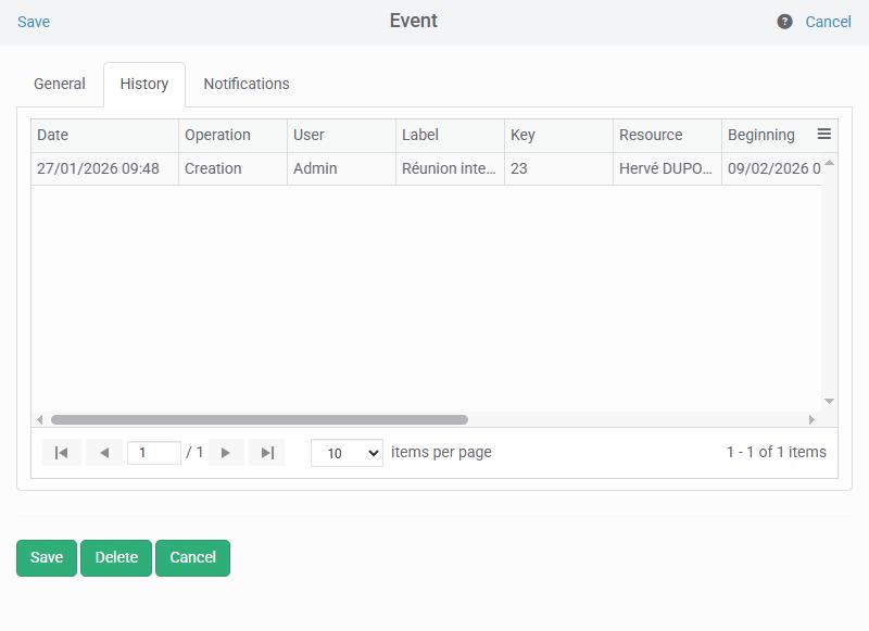 Event history