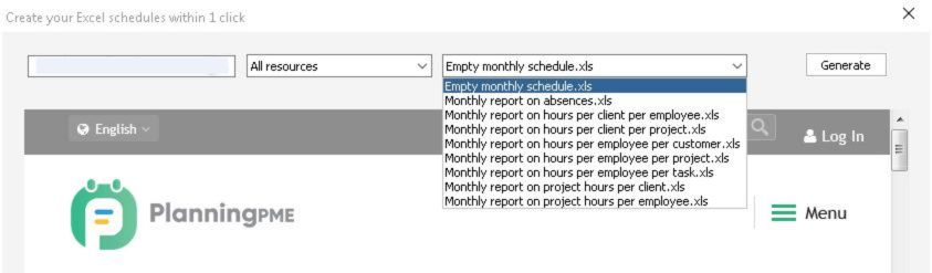 create a planning in Excel