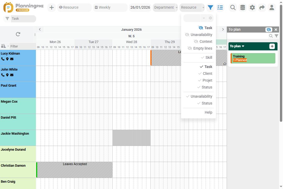 Filter by event type