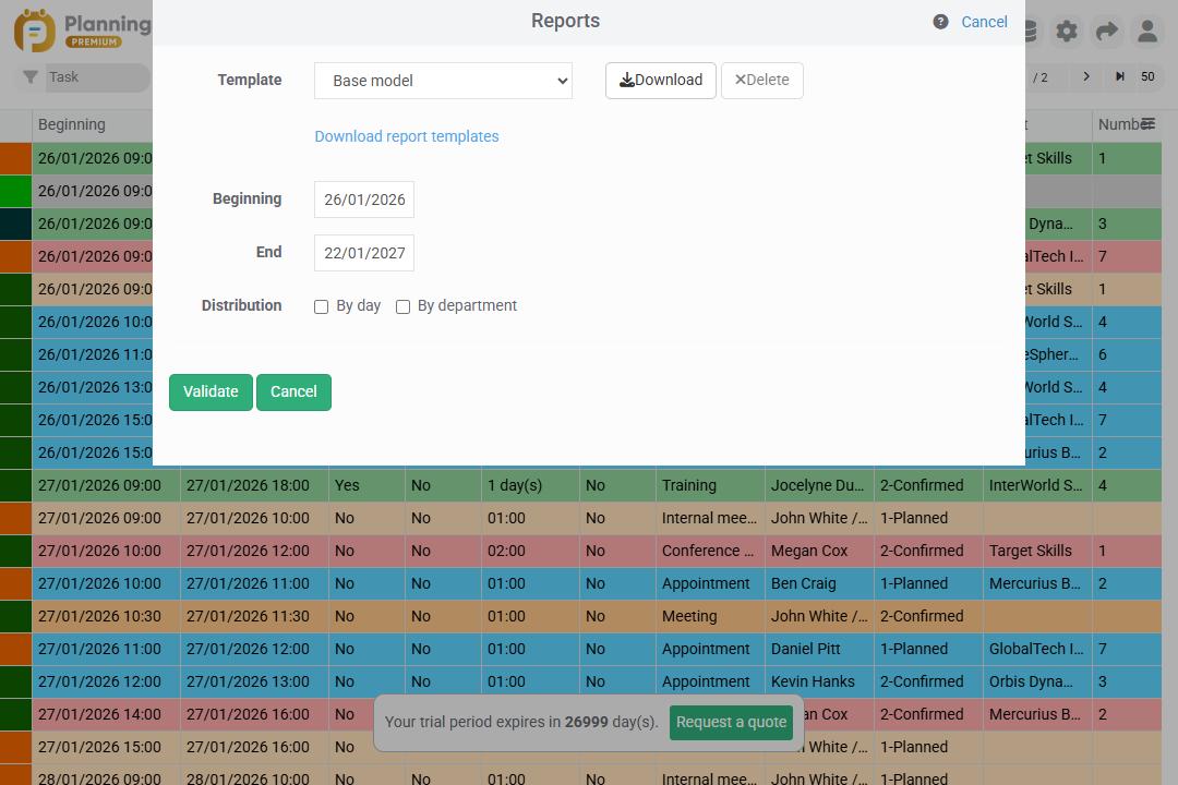 Export an Excel report