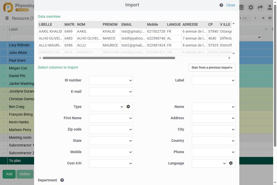 Import of resources