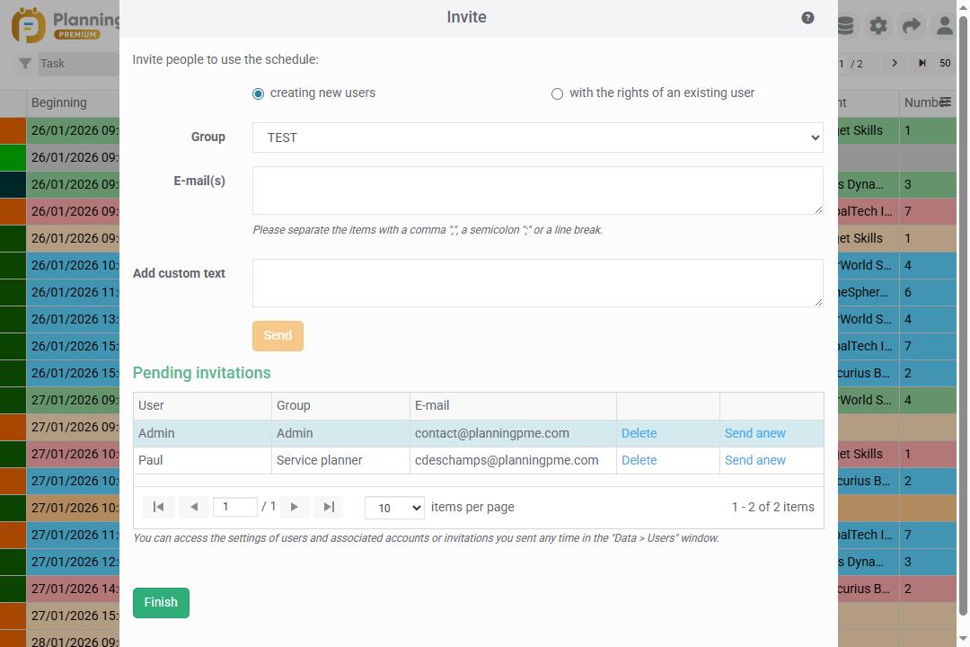 schedule invitation wizard