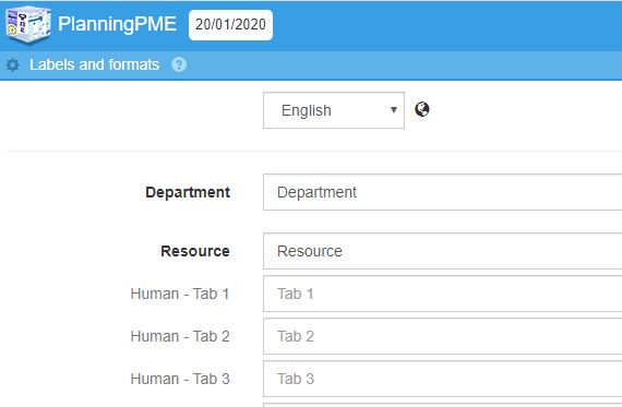 Customise labels and formats