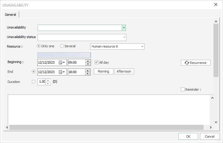 Manage absences and unavailabilities