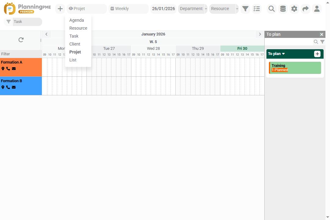 A Project view of the scheduling