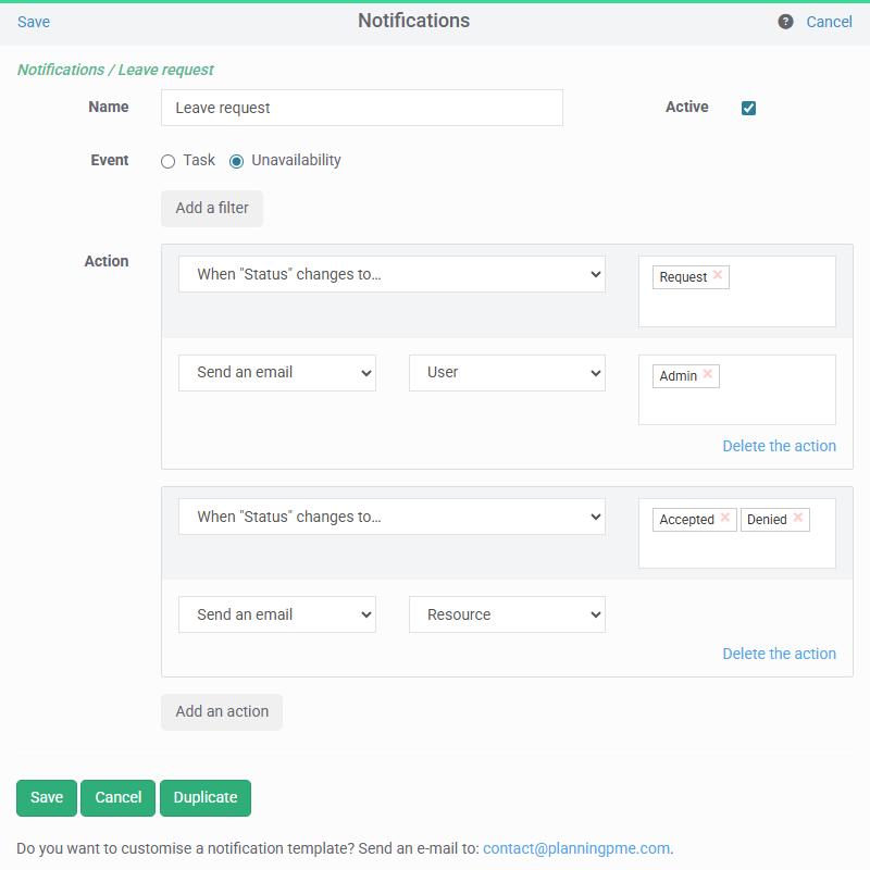 Activating notifications - PlanningPME
