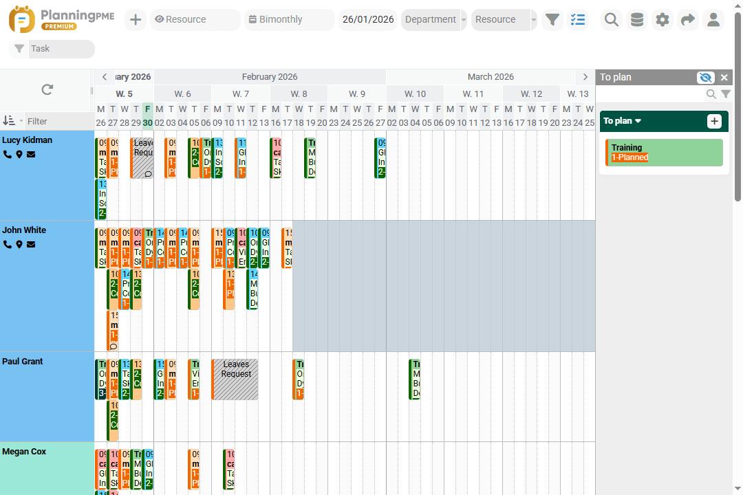 Visualization of employment contract on the schedule